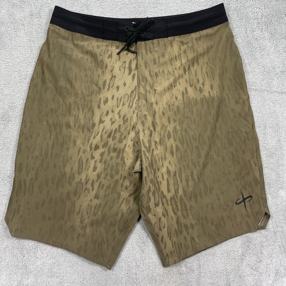 Santo Studio Pro Cole Houshmand Board Shorts Mens 34 Cheetah Print Brown Stretch